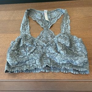 FREE PEOPLE INTIMATELY GALLOON LACE RACERBACK BRALETTE SILVER/GRAY SIZE XS EUC
